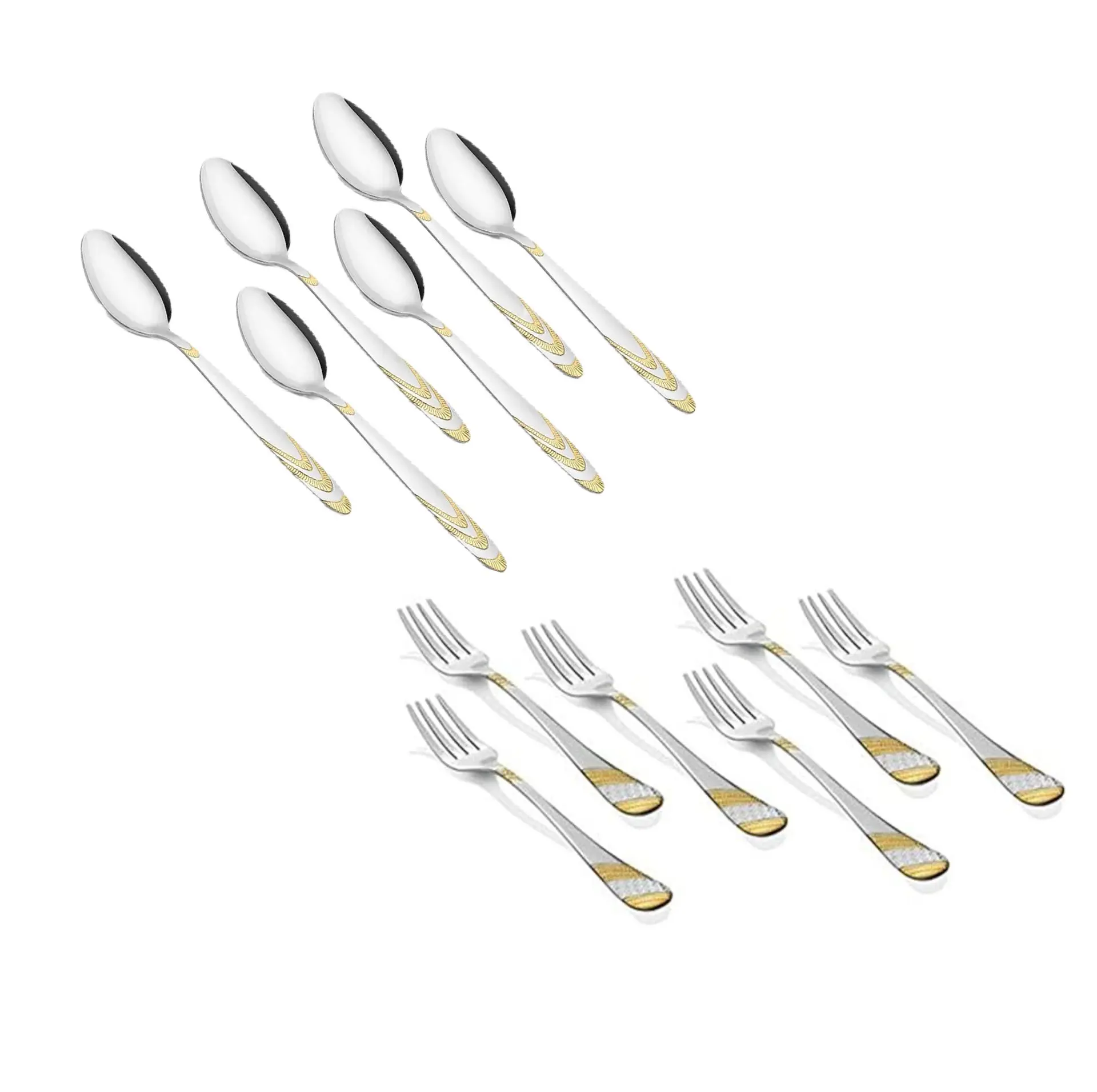 Picture of 12 Pcs Stainless Steel Tea Spoon & Fork Set - Silver