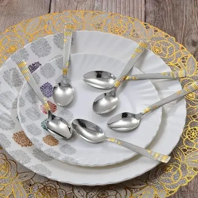 Picture of 12 Pcs Stainless Steel Tea Spoon & Fork Set - Silver