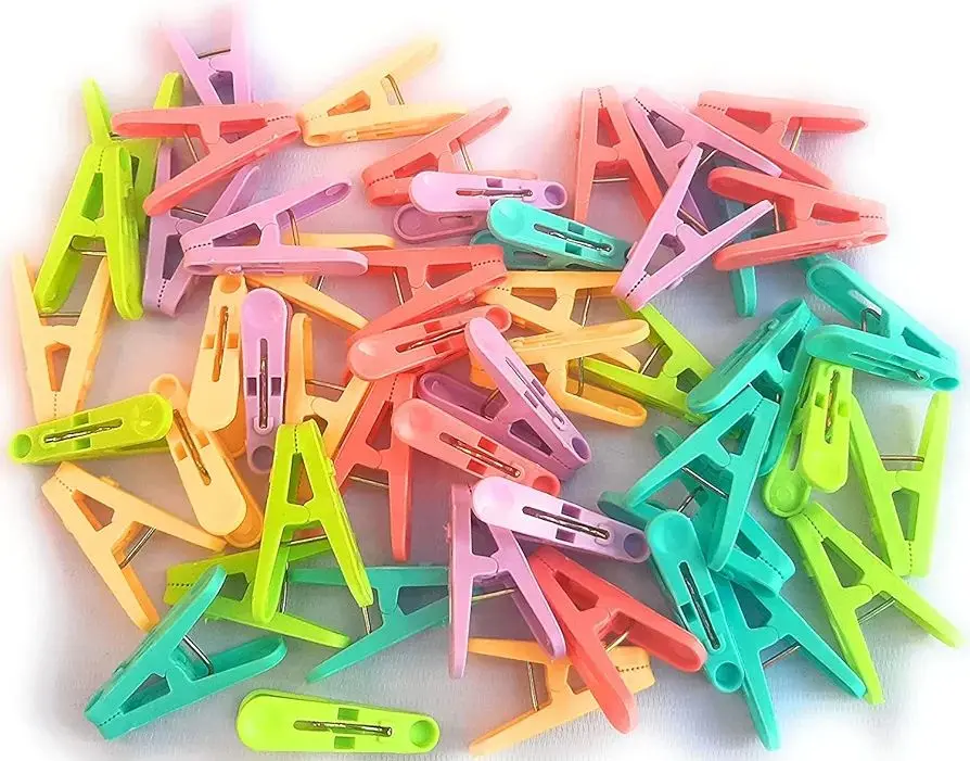 Picture of 50 PCS Clothespins Plastic Colorful Small Clips - Multicolor