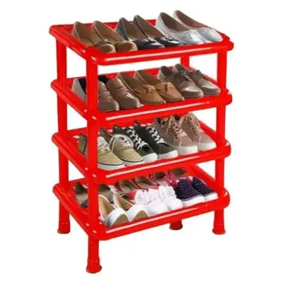 Picture of 100% Plastic Solid Shoe Rack - 4 Step - Red