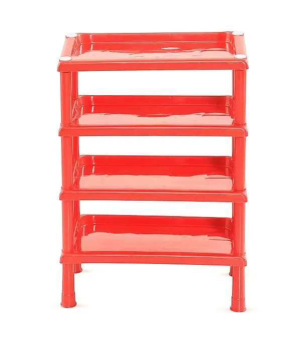 Picture of 100% Plastic Solid Shoe Rack - 4 Step - Red