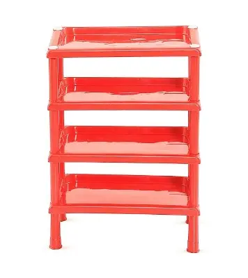 Picture of 100% Plastic Solid Shoe Rack - 4 Step - Red