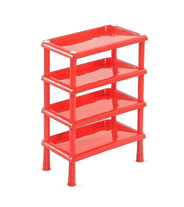 Picture of 100% Plastic Solid Shoe Rack - 4 Step - Red