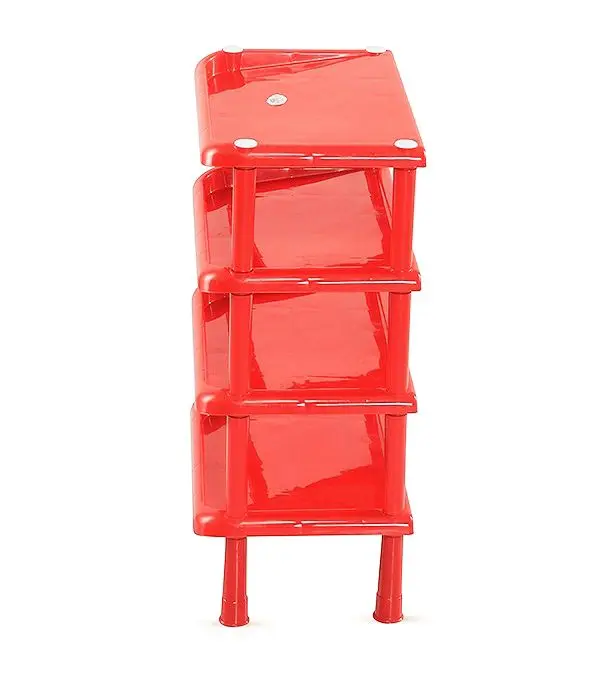 Picture of 100% Plastic Solid Shoe Rack - 4 Step - Red