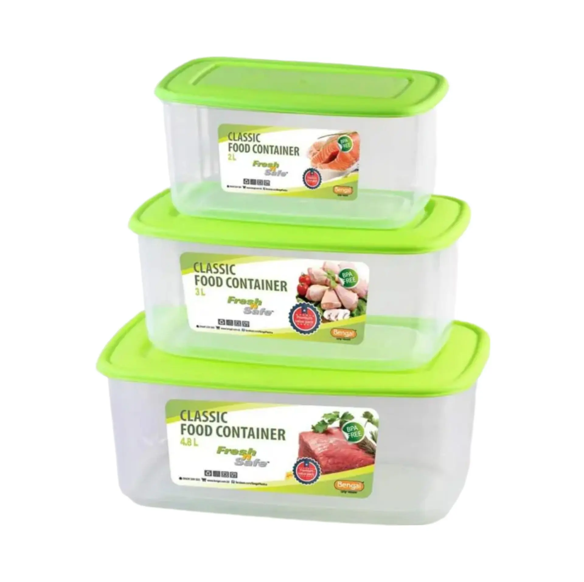 Picture of Plastic Food Storage Container Box With Lids - 3pcs Set 2000ml, 3000ml, 4800ml