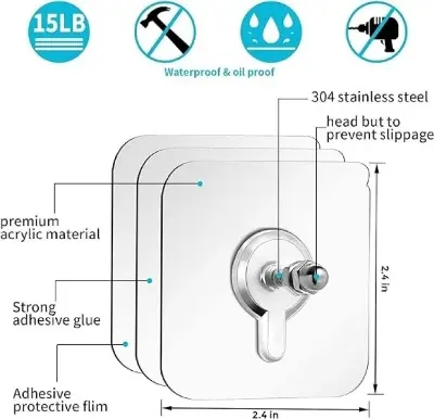 Picture of 10 pcs Wall Mount Hooks - White