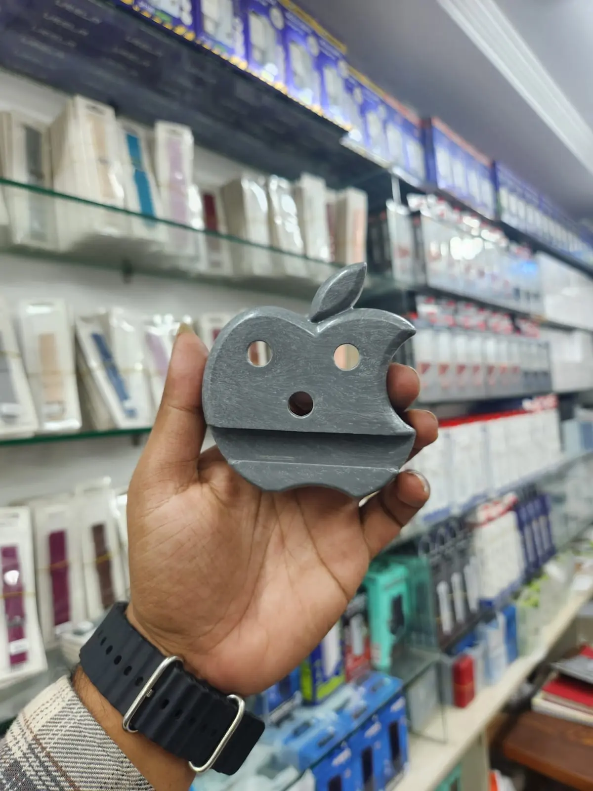 Picture of Plastic Multicolor Apple Shape Mobile Holder With Pen Holder, Mount Type