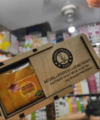 Picture of tulip premium saffron whitening goat milk soap  -90g