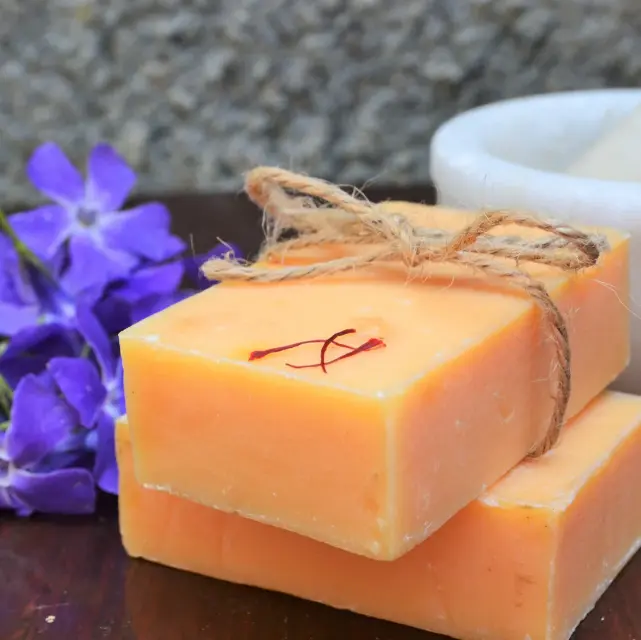 Picture of Hand Made Real Saffron Goat Milk Bar Soap -90g-Beauty soap