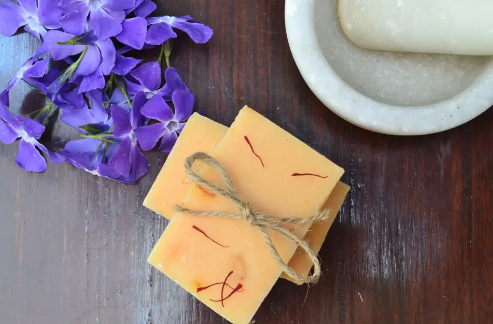 Picture of Hand Made Real Saffron Goat Milk Bar Soap -90g-Beauty soap