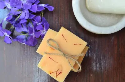 Picture of Hand Made Real Saffron Goat Milk Bar Soap -90g-Beauty soap
