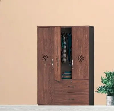 Picture of Furniture Express Antique 3 Door Almira with Locker Drawer and Cloth storage shelf 72/48