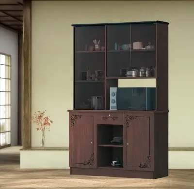 Picture of Furniture Express Crockery Display Unit with 3 door Display Cabinet Showcase,Dish Cabinet, Drainer Cabinet, 3 Door Design Cabinet 72/42