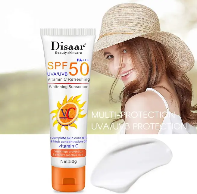 Picture of Disaar Vitamin C Organic Sunscreen SPF 50 Oil Free Sunscreen Instant High Protection sunblock cream 50g