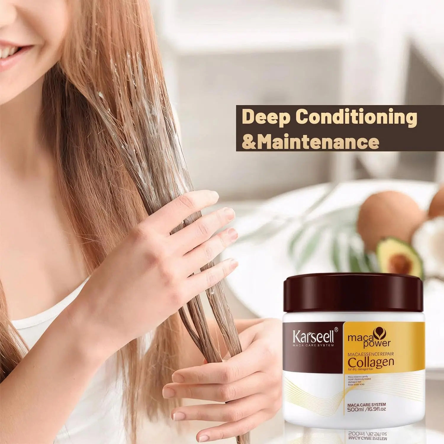 Picture of Karseell Collagen Hair Treatment Mask - Deep Repair Conditioning Argan Oil Collagen Hair Mask Essence For Dry & Damaged Hair