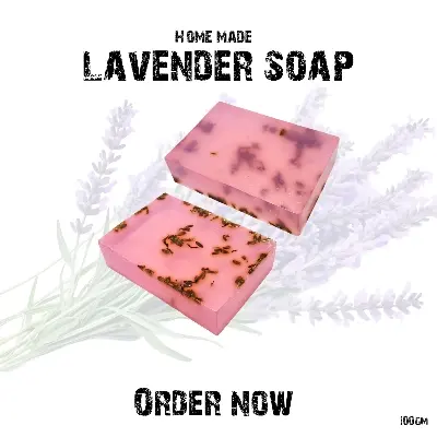 Picture of Lavender Homemade Natural Bathing Soap, For Skin Moisturisation, Ideal For All Skin Types, 100% Organic (100gm)