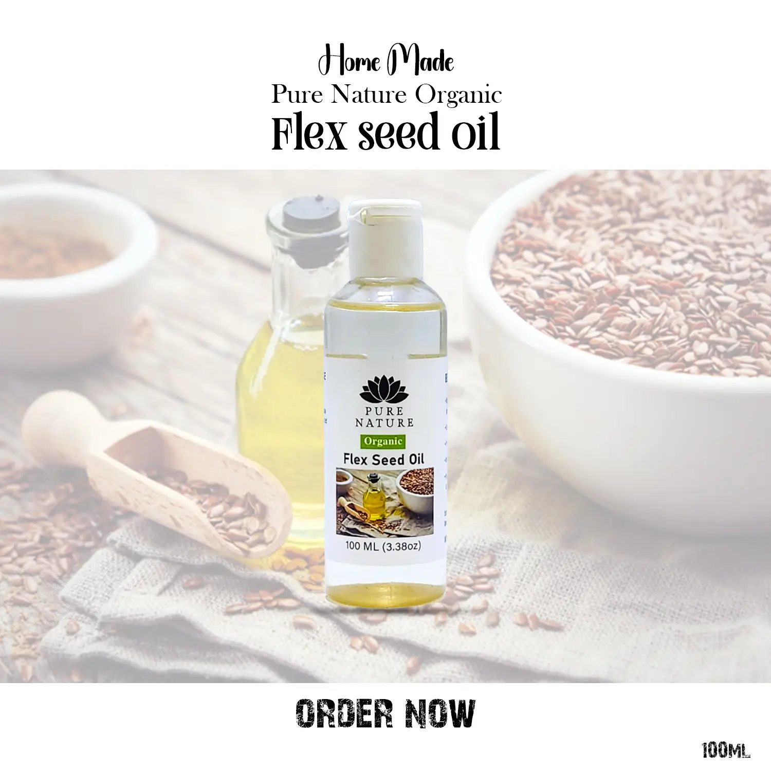 Picture of Pure Nature Organic Home Made Flex Seed Oil - 100ml