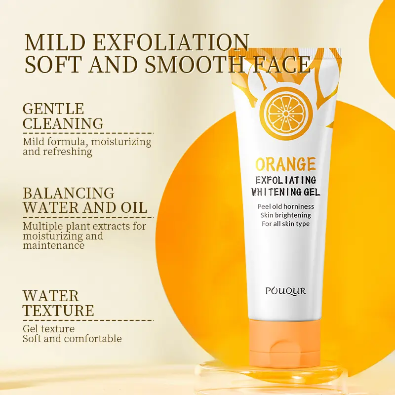 Picture of Orange Exfoliating Gel,Natural Orange Peeling Gel Face Scrub,Deep Cleansing Moisturizing Facial Exfoliator Face and Body Exfoliating Scrub Gel For All Skin Types