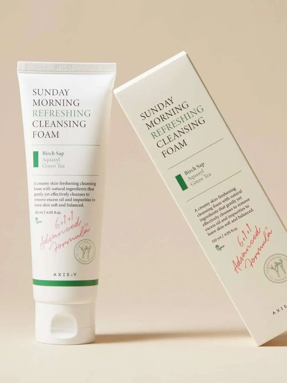 Picture of AXIS-Y Sunday Morning Refreshing Cleansing Foam 120ml / 4.05 fl. oz | Gentle Foaming Facial Cleanser | Moisturizing Cleanser, Birch Sap, Aquaxyl, Korean Skincare