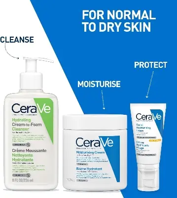Picture of CeraVe Hydrating Cream-to-Foam Cleanser, Face, With 3 essential ceramides, amino acids & hyaluronic acid, For normal to dry sky, 236 ml/8 oz