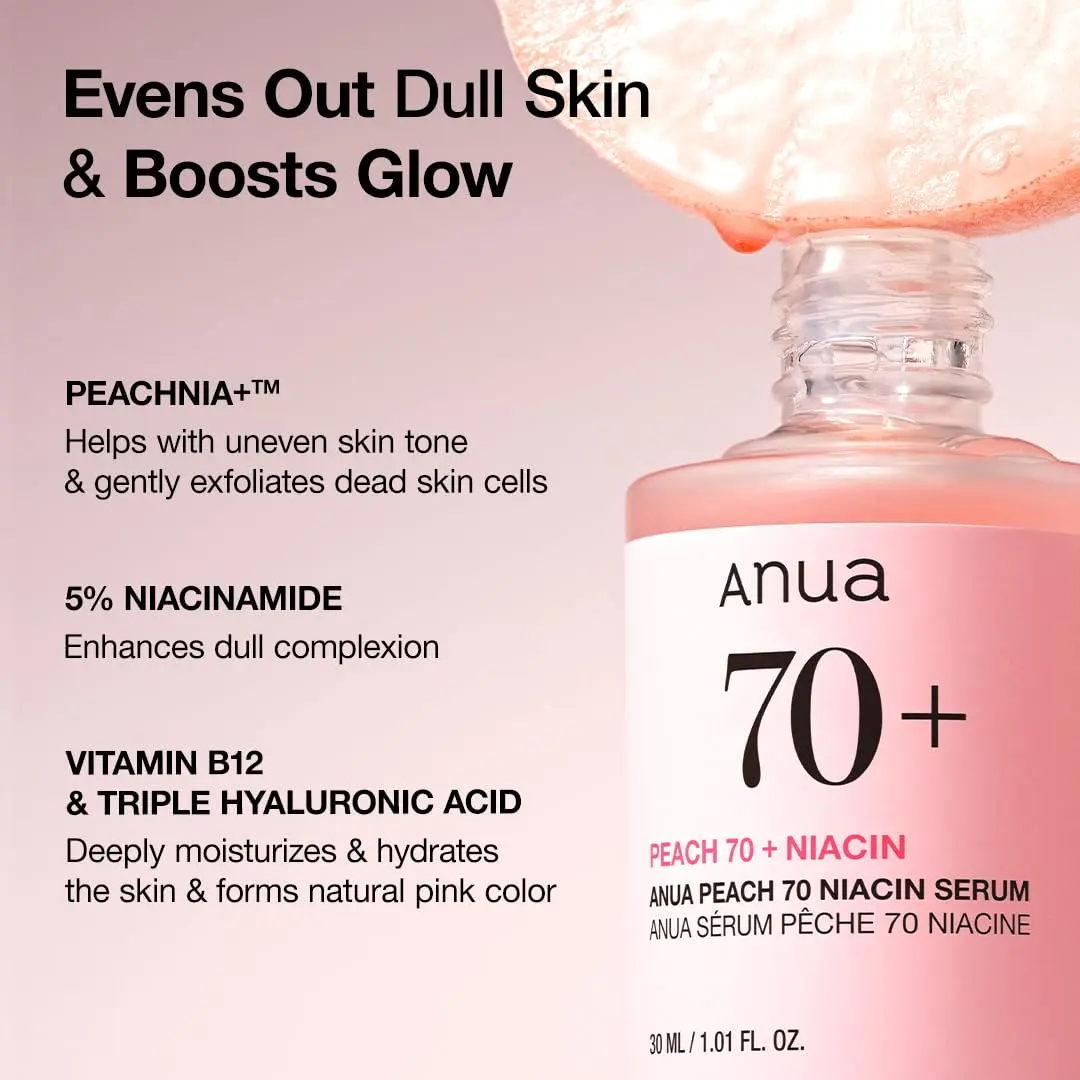 Picture of Anua Peach 70+ Niacinamide Serum 30ml / brightening hydrating face serum/daily clean beauty (1.01 fl. oz.)