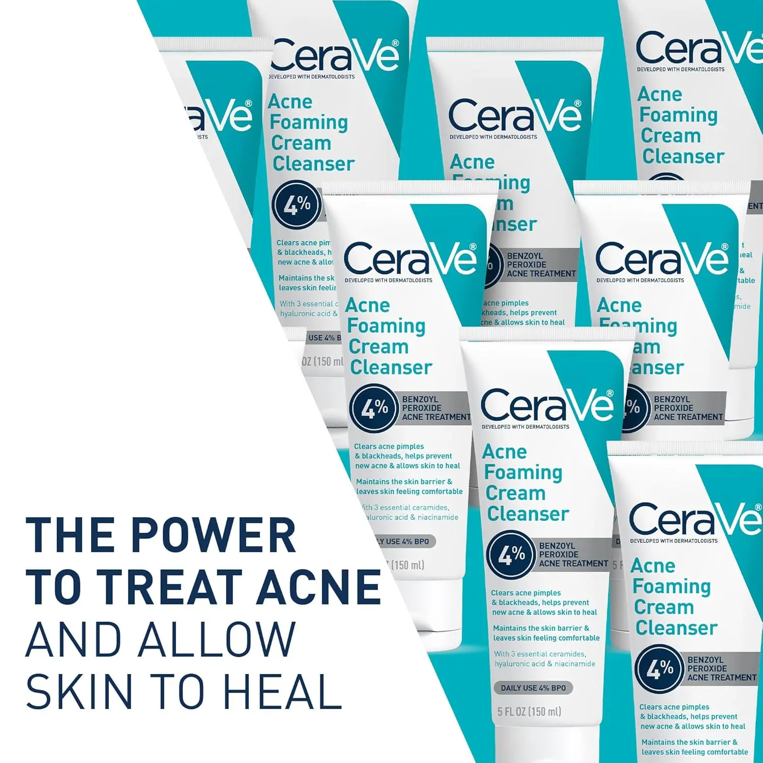 Picture of Cerave Acne Foaming Cream Cleanser with 4% Benzoyl Peroxide (150ml)