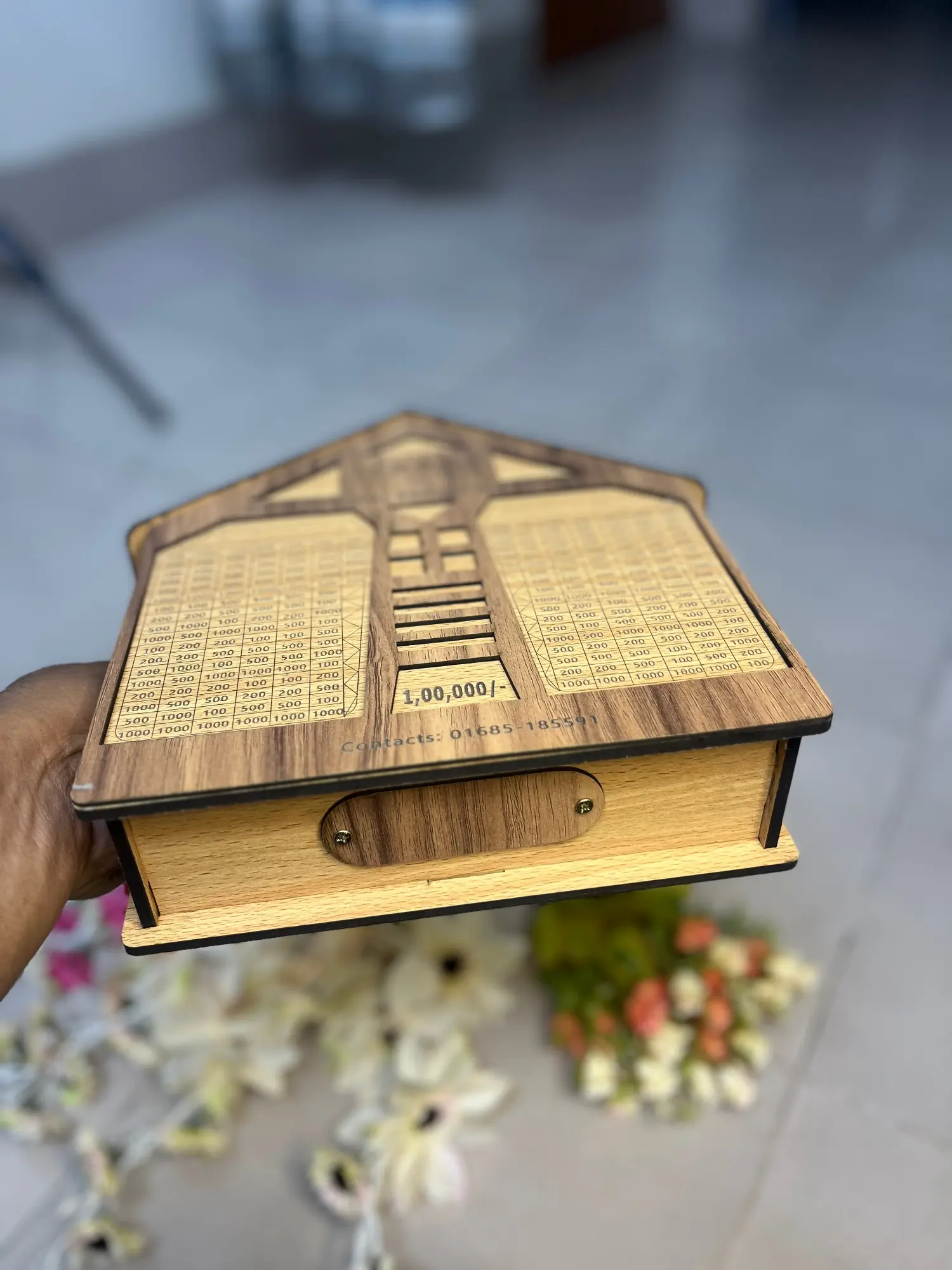 Picture of Wooden House Money Saving Bank – Perfect Gift for Smart Savings (1,00,000 Challenge)