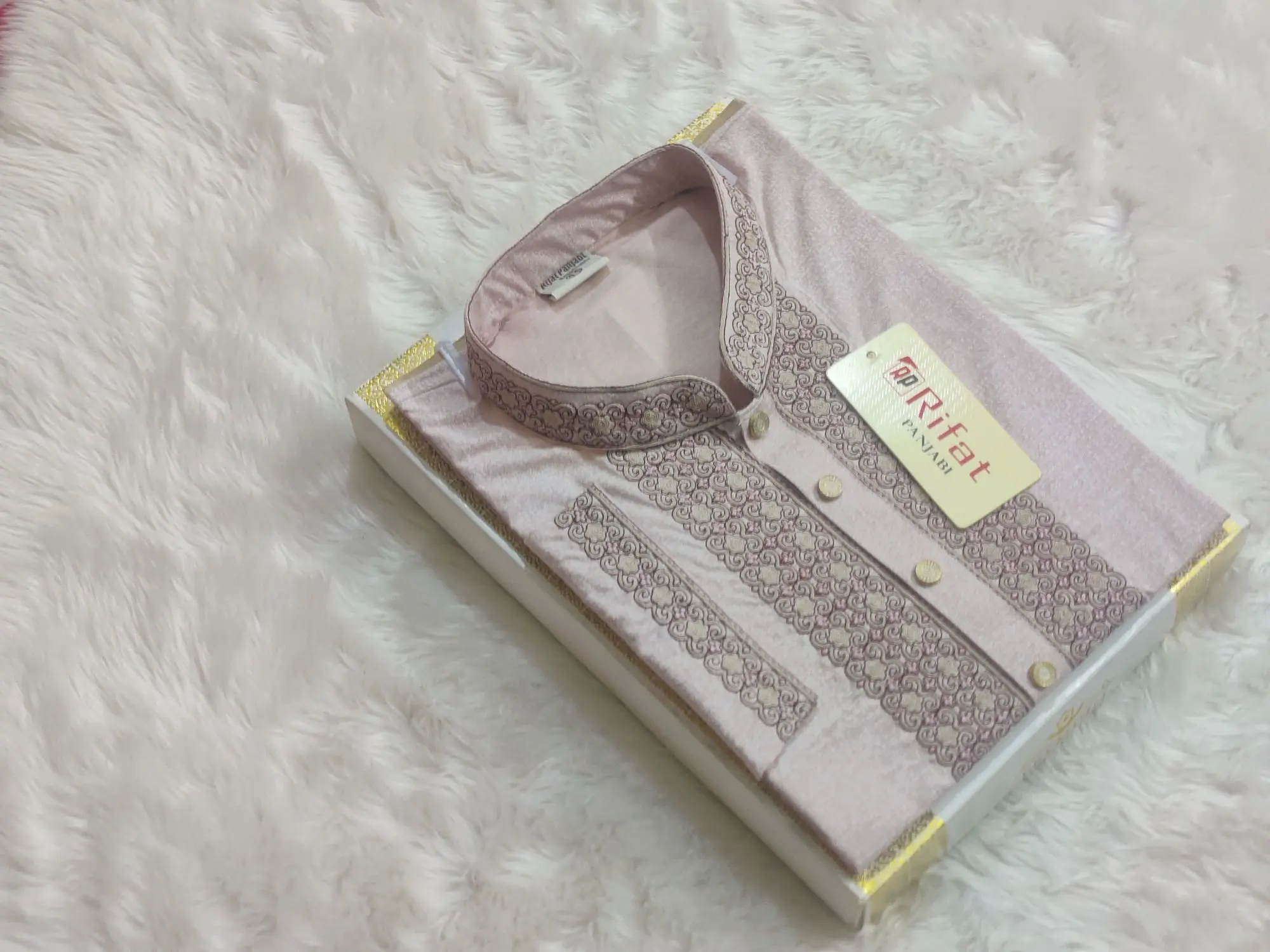 Picture of Exclusive brush cotton semilong panjabi