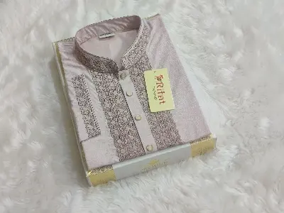 Picture of Exclusive brush cotton semilong panjabi