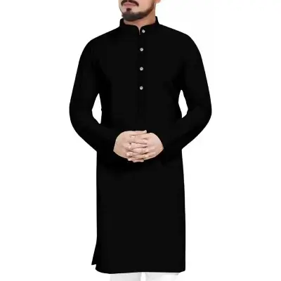 Picture of Mens premium whole black panjabi