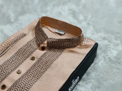 Picture of super febrick collar  desing semilong fasionable cotton panjabi