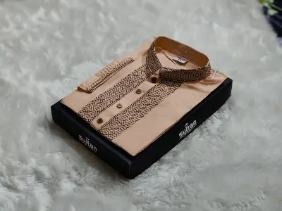 Picture of super febrick collar  desing semilong fasionable cotton panjabi