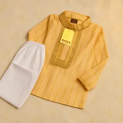 Picture of Indian brush cotton Eid special kids fasionable panjabi set