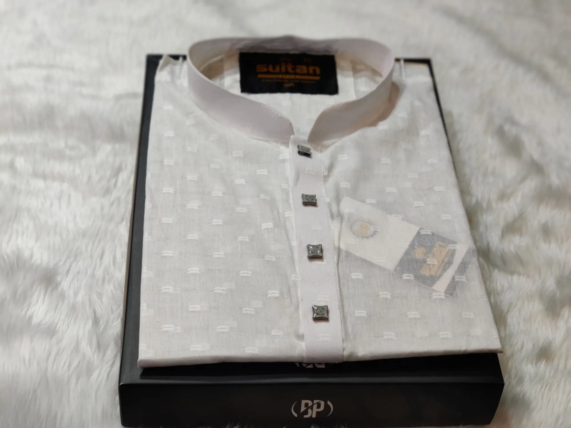 Picture of Eid special dhuti febrics white colour super cotton semilong  mens kurtas/ panjabi