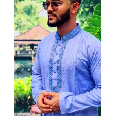 Picture of (Puspa) style eid special solid colour semilong fasionable cotton panjabi