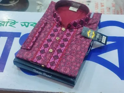 Picture of Semilong fasionable ambrodary work kurtas fon Men