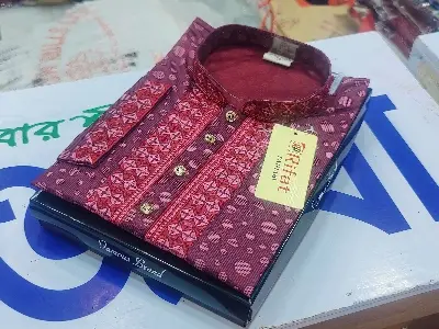 Picture of Semilong fasionable ambrodary work kurtas fon Men