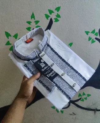 Picture of Semilong fasionable ambrodary work kurtas fon Men