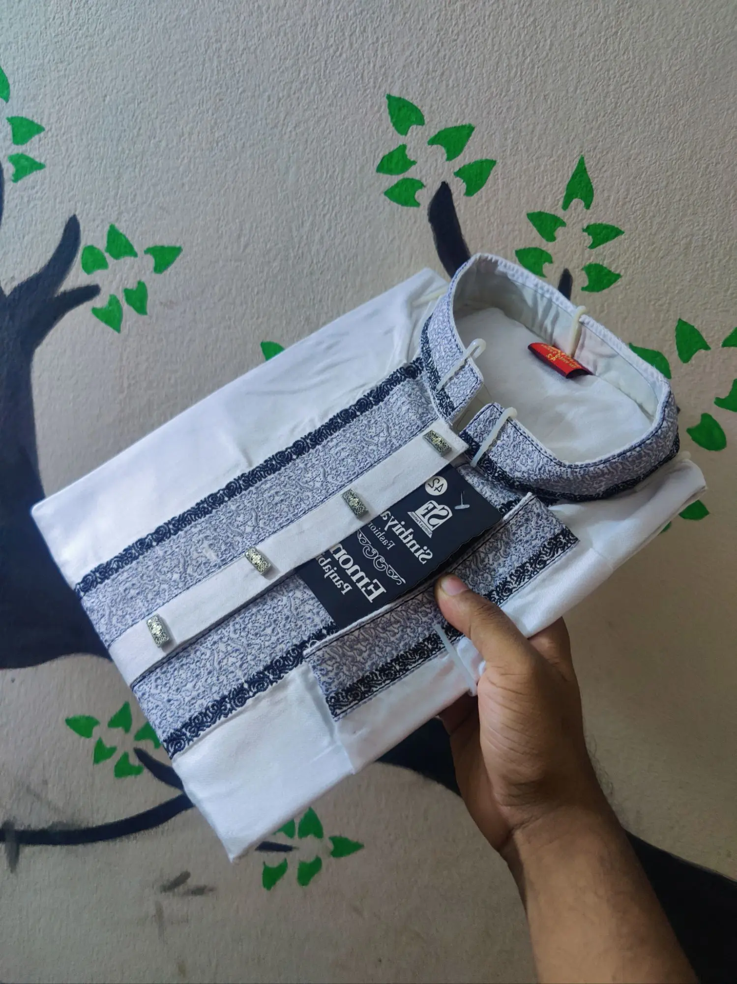 Picture of Semilong fasionable ambrodary work kurtas fon Men