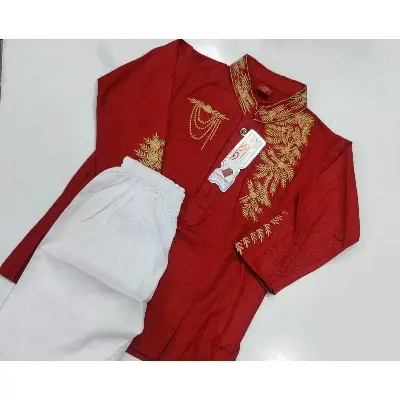 Picture of Red colour kids panjabi boys panjabi new design boys panjabi