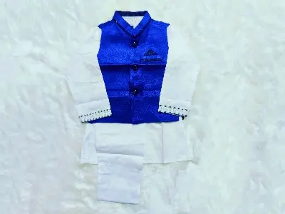 Picture of Children blue waistcoat panjabi payjama sets winter special collection