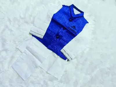 Picture of Children blue waistcoat panjabi payjama sets winter special collection