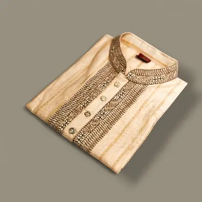 Picture of Mens New Premium Design Cashmere Cotton Semilong Fashionable Eid Special Panjabi By Oxxo - Panjabi
