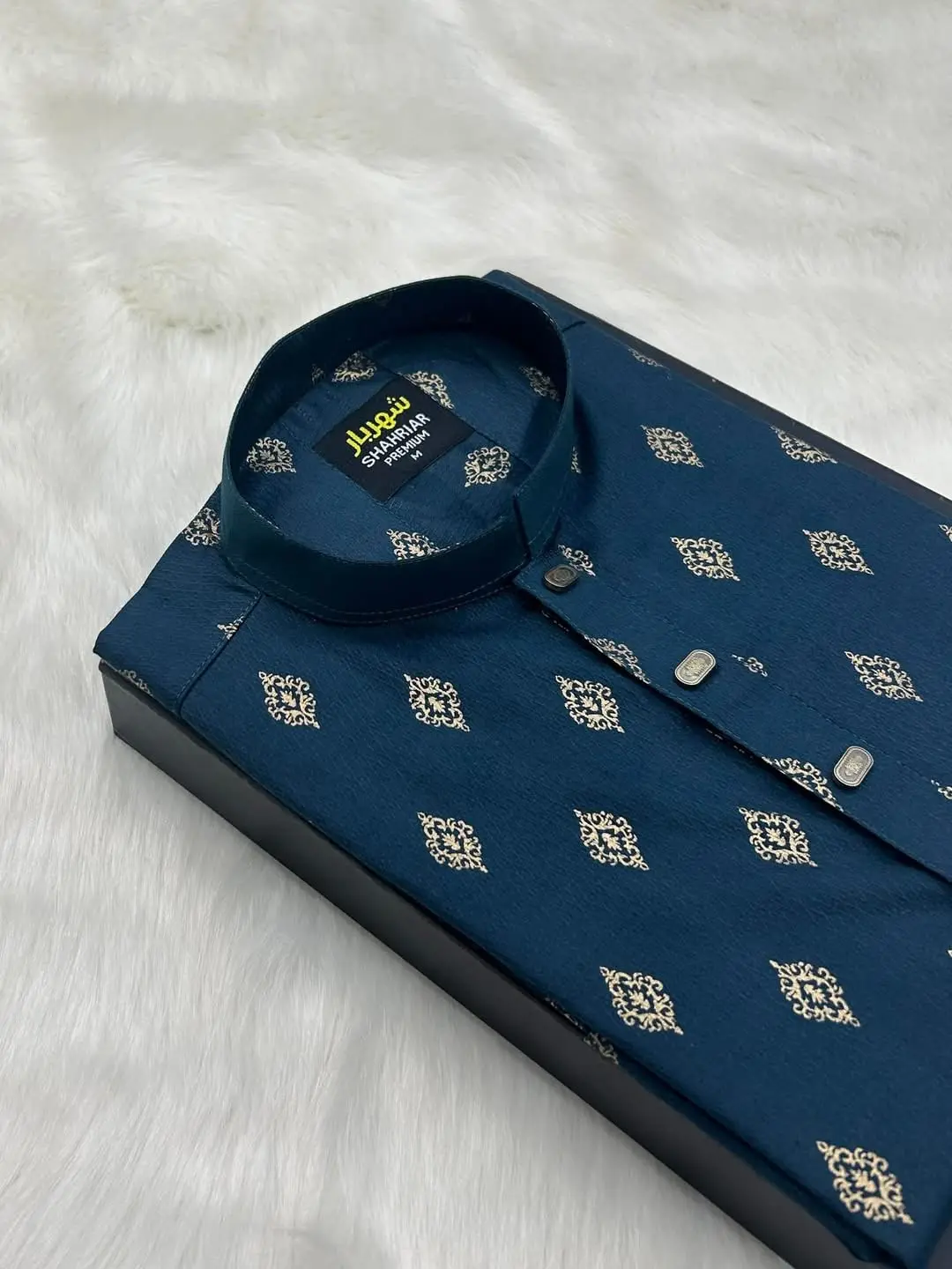 Picture of Eid Special Men Glassy Printed  Semilong Fashionable Panjabi For Men 2025কাপল ড্রেস শাড়ি