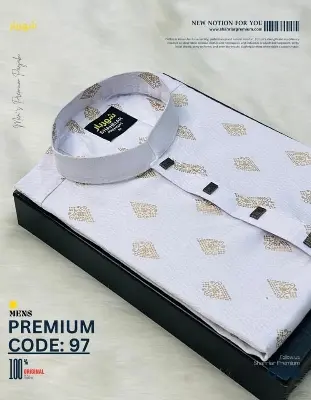 Picture of Eid Special Men Glassy Printed  Semilong Fashionable Panjabi For Men 2025কাপল ড্রেস শাড়ি