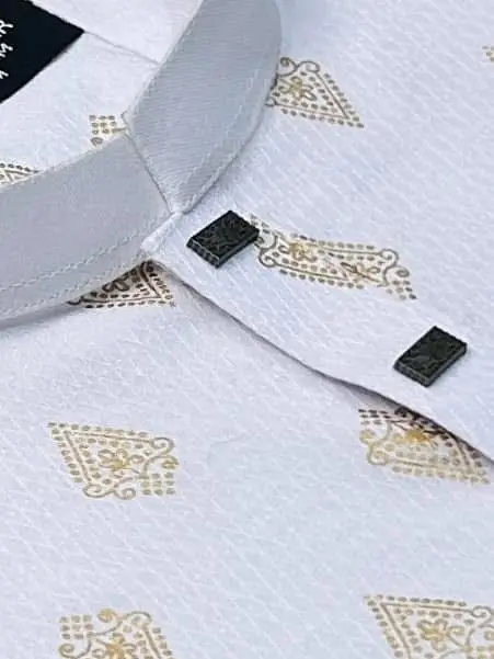 Picture of Eid Special Men Glassy Printed  Semilong Fashionable Panjabi For Men 2025কাপল ড্রেস শাড়ি