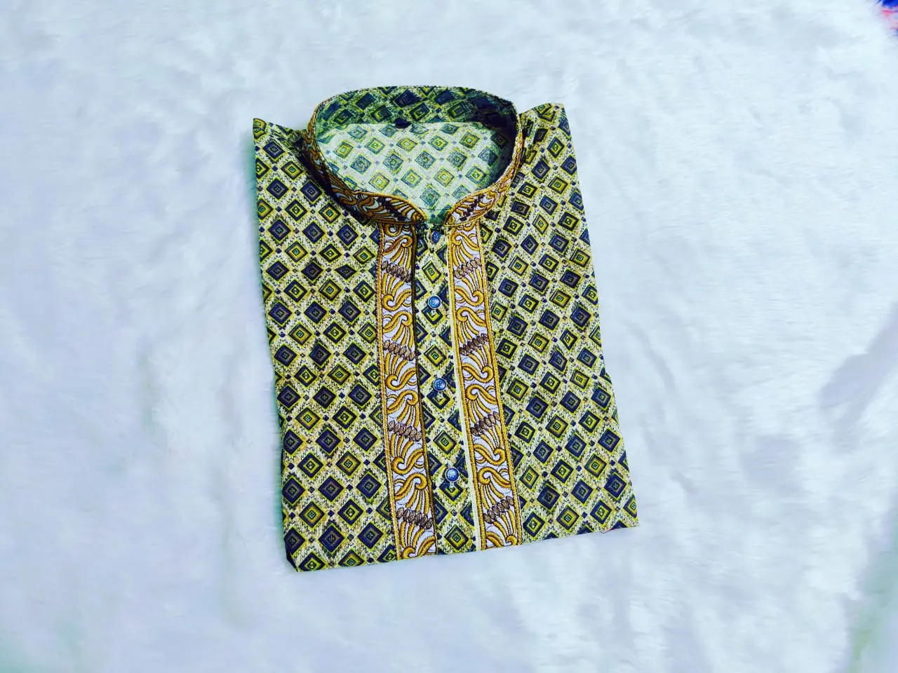 Picture of Pakiza print eid special cotton febric semilong panjabi