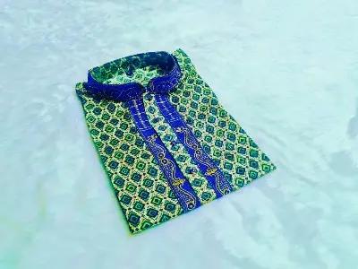 Picture of Pakiza print eid special cotton febric semilong panjabi