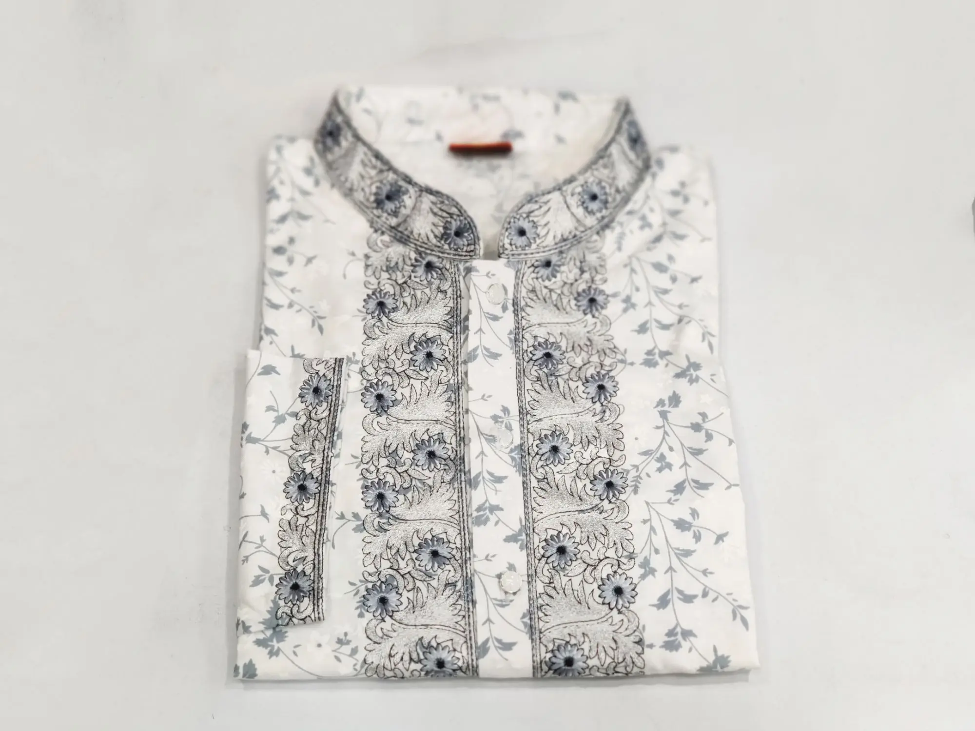 Picture of Eid ul fitor 2023 special White colour full body ambrodary work pure cotton febric semilong fashionable panjabi