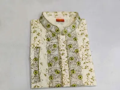 Picture of Eid ul fitor 2023 special White colour full body ambrodary work pure cotton febric semilong fashionable panjabi